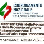 La difesa civica italiana incontra il Santo Padre. Mercoledì 10 aprile udienza generale in Vaticano.